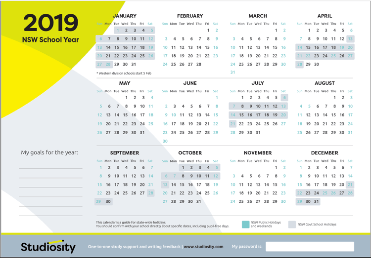 School terms and public holiday dates for NSW in 2019 Studiosity